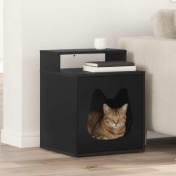 Maison pour chat Noir 42,5 x 40 x 53,5 cm Bois d'ing&eacute;nierie