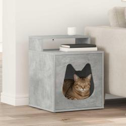 Maison pour chat, b&eacute;ton, panneau de bois, 42,5 &times; 40 &times; 53,5 cm