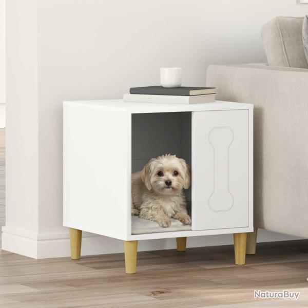 Maison pour Chiens Blanc 44 x 42 x 49 cm Bois d'ing�nierie