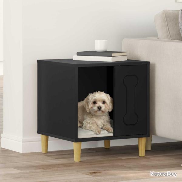 Maison pour Chiens Noir 44 x 42 x 49 cm Bois d'ing�nierie