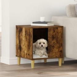 Maison pour Chiens Ch&ecirc;ne fum&eacute; 44 x 42 x 49 cm Bois d'ing&eacute;nierie