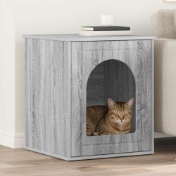 Maison pour chat Gris 53 x 52 x 62 cm Bois d'ing&eacute;nierie