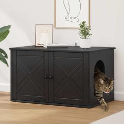 Maison pour chat Noir 85 x 55 x 50,5 cm Bois d'ing&eacute;nierie