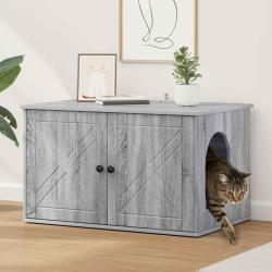 Maison pour chat Gris 85 x 55 x 50 cm Bois d'ing&eacute;nierie