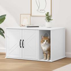 Maison pour chat Blanc 85 x 55 x 50,5 cm Bois d'ing&eacute;nierie