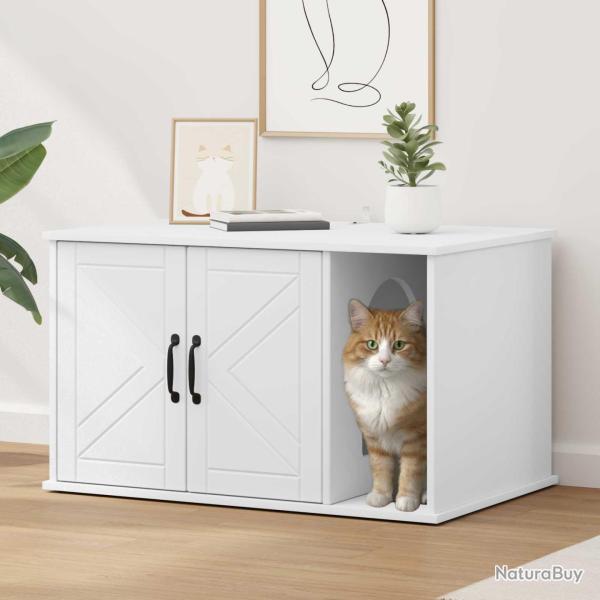 Maison pour chat Blanc 85 x 55 x 50,5 cm Bois d'ing�nierie