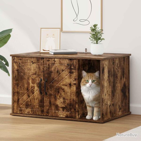 Maison pour chat Ch�ne fum� 85 x 55 x 50,5 cm Bois d'ing�nierie
