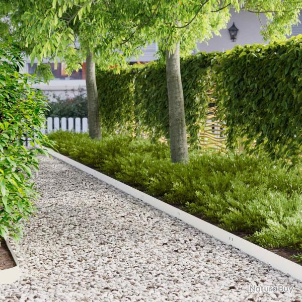 Bordure de Pelouse 10 pcs 100 x 12 cm Acier Blanc