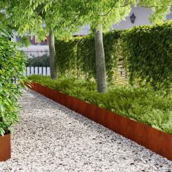Bordure de Pelouse 10 pcs 100 x 30 cm Acier Rouill&eacute;