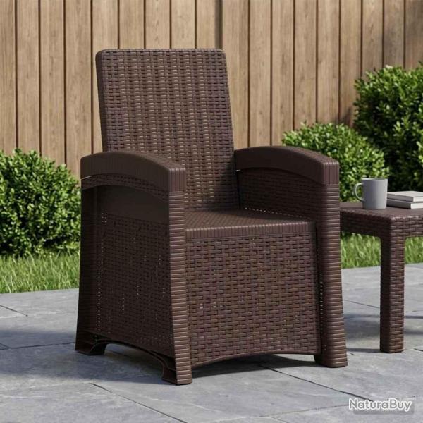 Chaise de inclinable imitant le rotin Marron PP