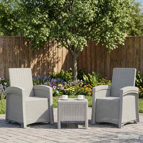 Chaise de inclinable imitant le rotin 2 pcs Blanc PP