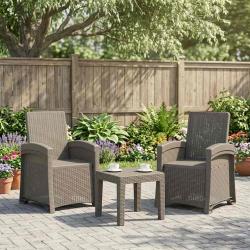 Chaise de inclinable imitant le rotin 2 pcs Gris clair