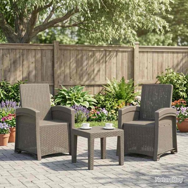 Chaise de inclinable imitant le rotin 2 pcs Gris clair