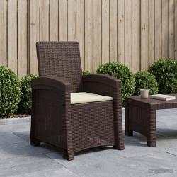 Chaise de inclinable imitant le rotin Marron et cr&egrave;me PP