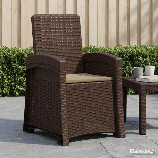 Chaise de inclinable imitant le rotin Marron et taupe PP