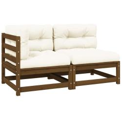 Salon de 2 pcs avec coussins Marron miel Bois de pin