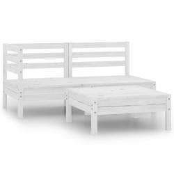 Salon de 3 pcs Bois de pin massif Blanc