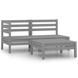 Salon de 3 pcs Bois de pin massif Gris