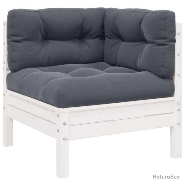 Canap� d'angle de avec coussins Blanc Bois de pin massif