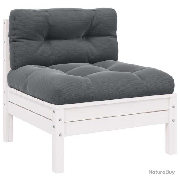 Canap� central de avec coussins Blanc Bois de pin massif