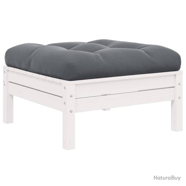 Repose-pied de avec coussin anthracite Bois de pin blanc