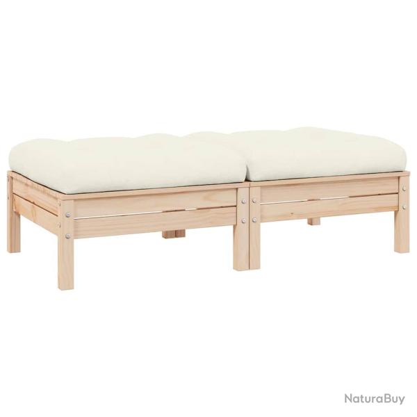 Canap� 2 places de et coussins cr�me Bois de pin solide