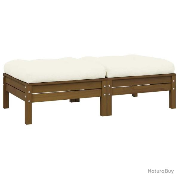 Canap� 2 places de et coussins cr�me bois de pin solide
