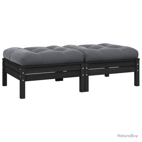 Canap� 2 places de et coussins Noir Bois de pin solide