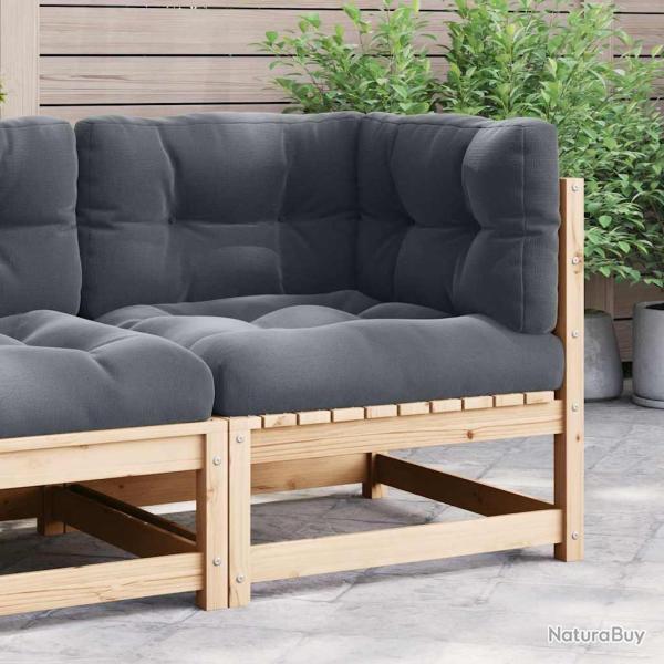 Canap� d'angle avec coussins, en bois de pin massif, anthracite, pour le salon
