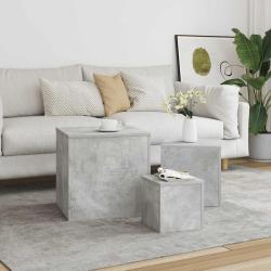 Tables d'appoint 3 pcs Gris b&eacute;ton Bois d'ing&eacute;nierie