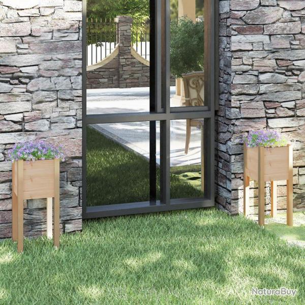 Jardini�res d'ext�rieur 2 pcs 31x31x70 cm bois de pin massif