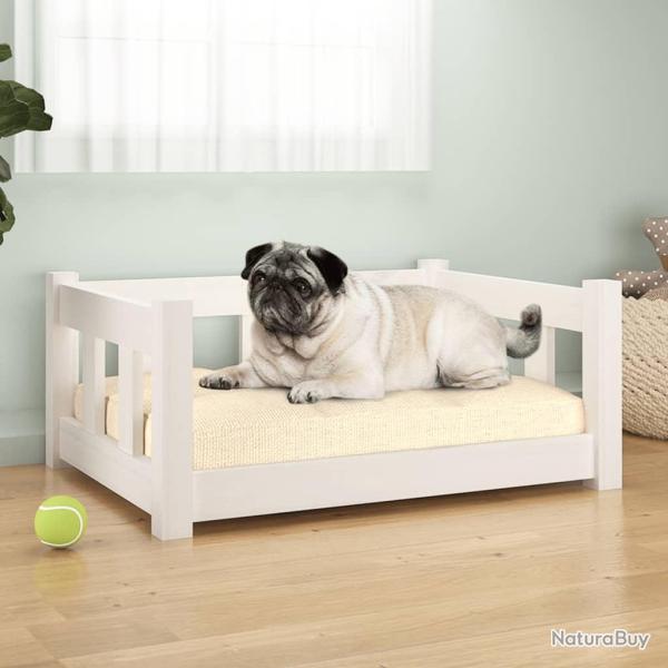 Lit pour chien Blanc 65,5x50,5x28 cm Bois de pin solide