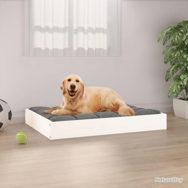 Lit pour chien Blanc 71,5x54x9 cm Bois de pin solide