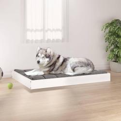 Lit pour chien Blanc 101,5x74x9 cm Bois de pin solide