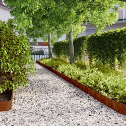 Bordure de Pelouse 10 pcs 15 x 103 cm Acier patin&eacute; Rouill&eacute;
