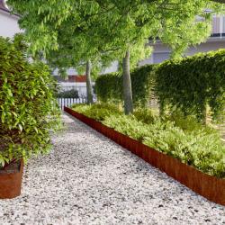 Bordure de Pelouse 10 pcs 20 x 103 cm Acier patin&eacute; Rouill&eacute;