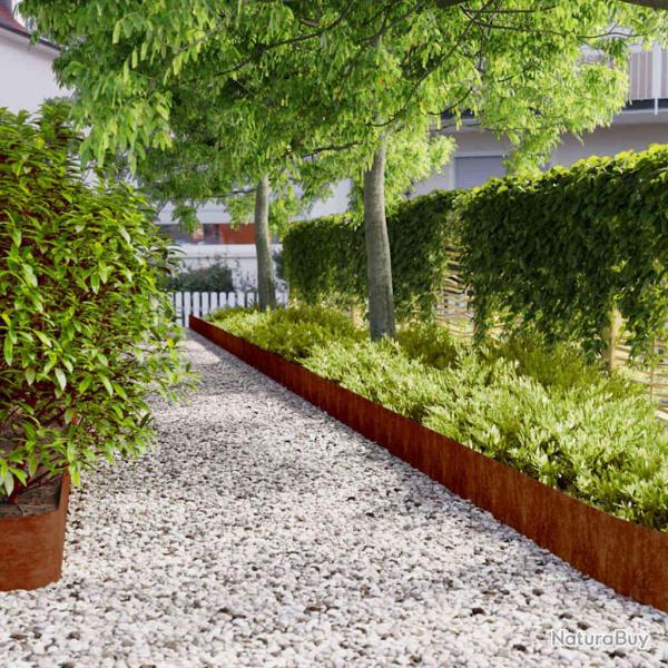 Bordure de Pelouse 10 pcs 20 x 103 cm Acier patin� Rouill�