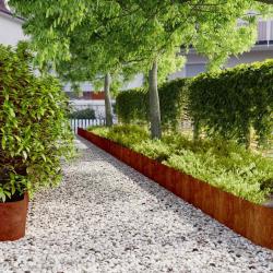 Bordure de Pelouse 10 pcs 25 x 103 cm Acier patin&eacute; Rouill&eacute;