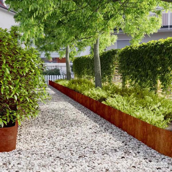 Bordure de Pelouse 10 pcs 25 x 103 cm Acier patin� Rouill�