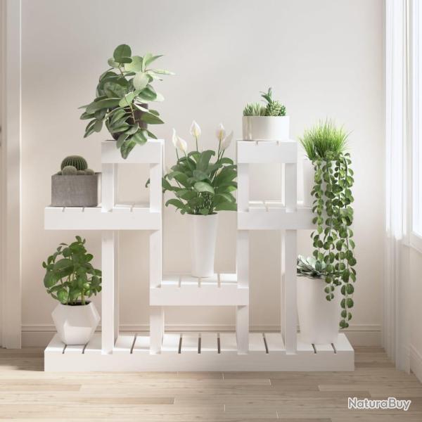 Support � plantes Blanc 104,5x25x77,5 cm Bois massif de pin