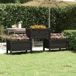 Jardini&egrave;re Noir 178,5x44x75 cm Bois massif de pin