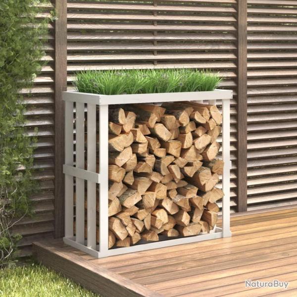 Porte-b�ches d'ext�rieur Blanc 108x52x106 cm Bois massif de pin
