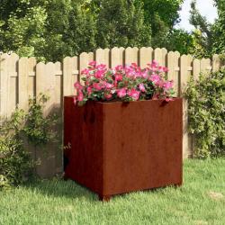 Jardini&egrave;re avec pieds Rouill&eacute; 50x50x50 cm Acier corten
