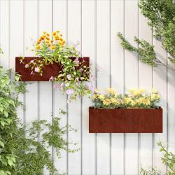 Jardini&egrave;res murales 2 pcs Rouill&eacute; Acier corten 53x10x17 cm