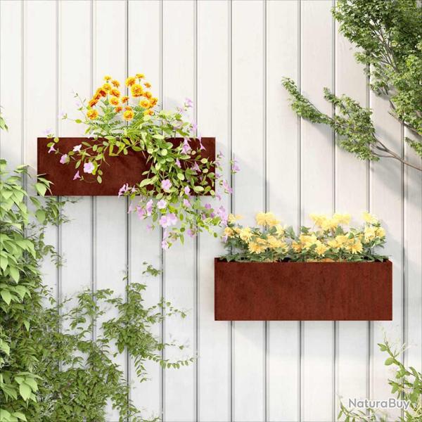 Jardini�res murales 2 pcs Rouill� Acier corten 53x10x17 cm