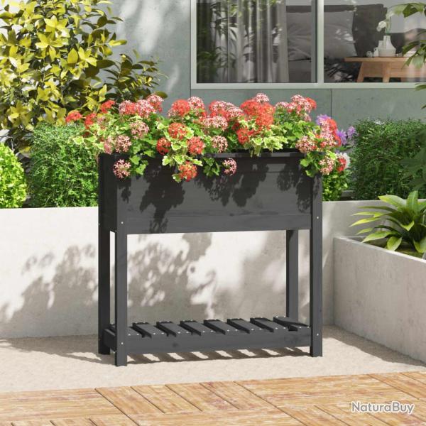 Jardini�re avec �tag�re Gris 82,5x34,5x81 cm Bois massif de pin