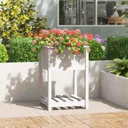 Jardini&egrave;re avec &eacute;tag&egrave;re Blanc 54x54x81 cm Bois massif de pin