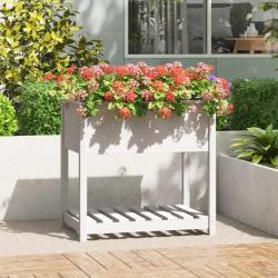 Jardini&egrave;re avec &eacute;tag&egrave;re Blanc 82,5x54x81 cm Bois massif de pin