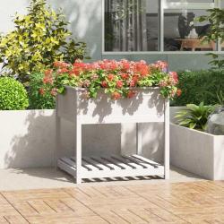 Jardini&egrave;re avec &eacute;tag&egrave;re Blanc 82,5x82,5x81cm Bois massif de pin