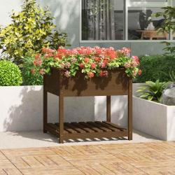 Jardini&egrave;re avec &eacute;tag&egrave;re Marron miel 82,5x82,5x81 cm Bois de pin